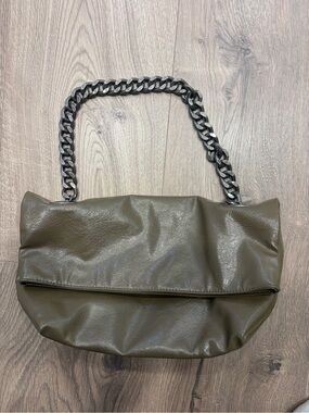 Zara Rocker PurseOlive Green -Silver hardware / Chain-Handle Shoulder Bag purse